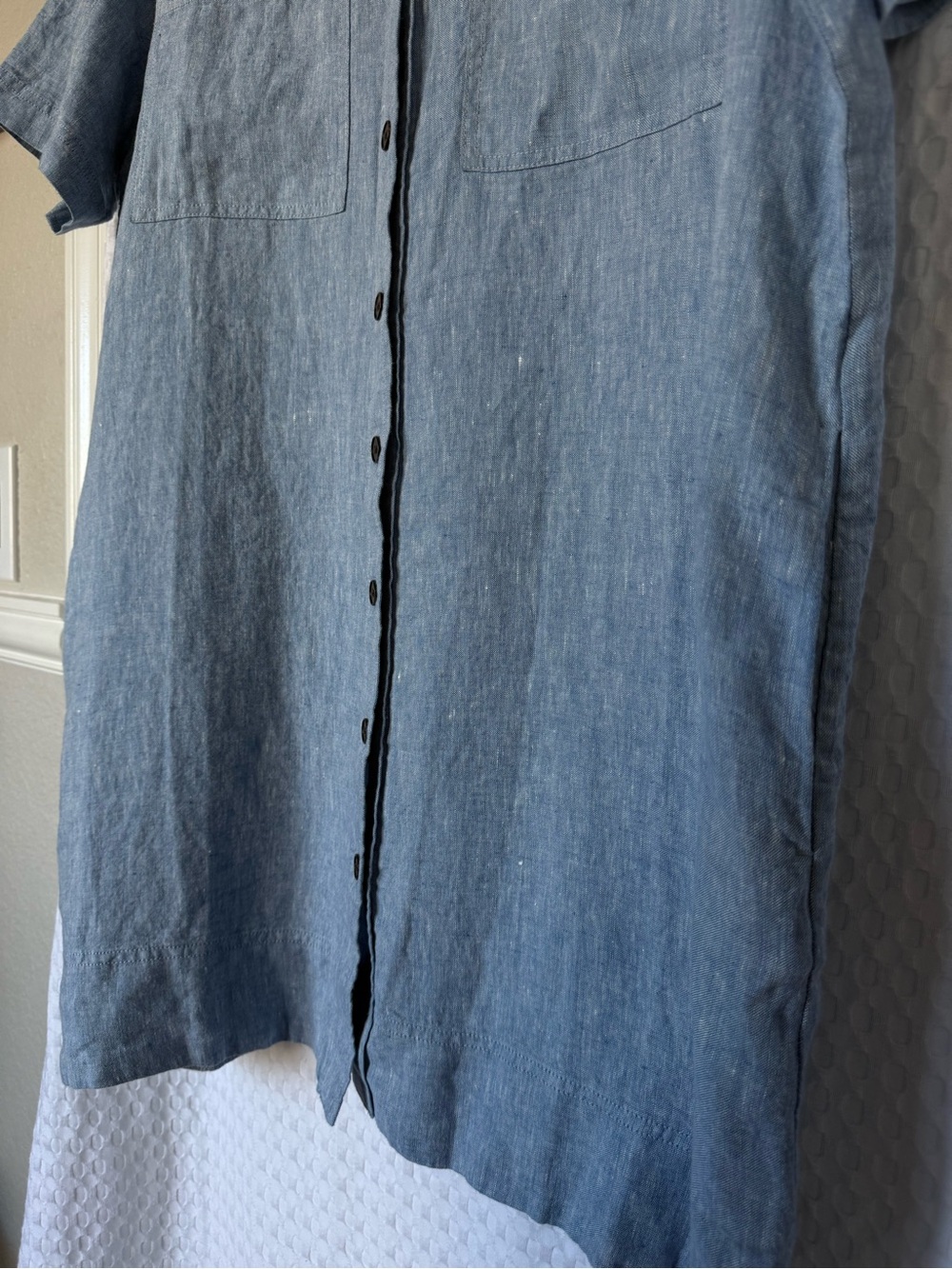 Madewell Relaxed Mini Shirtdress 100% Linen Sunfaded Blue XL NWT - Picture 5 of 8